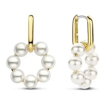 Náušnice Zlacené náušnice TI SENTO Perlový kruh 7936YP