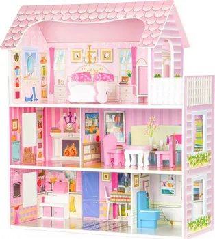 Domeček pro panenku EcoToys Velký dřevěný domeček pro panenky 70 cm růžový