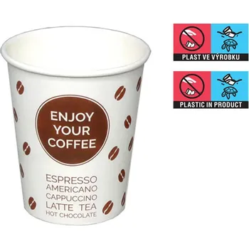 Jednorázové nádobí Kelímek papírový 200/250ml 8oz 80mm ENJOY COFFEE - EU logo - 1000 ks