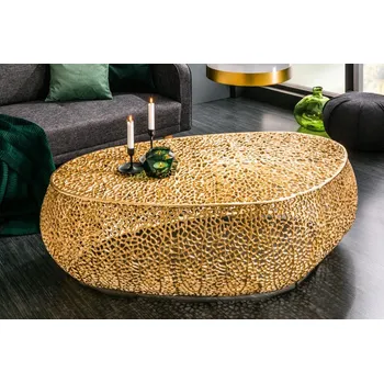 Konferenční stolek Konferenční stolek - Leaf, zlatý 122 cm