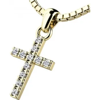 Přívěsek Dámský přívěsek žluté zlato 585/1000 křížek 140018-02-ZL-ZIR bez řetízku
