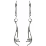 Stříbrné náušnice klapky s přívěskem dvou vlnek svírajících kuličku s krystaly Swarovski Crystal (Stříbro 925/1000)