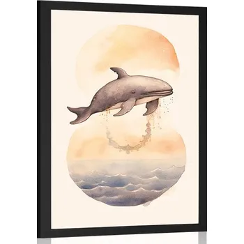 Plakát Dovido Plakát zasněná velryba v západu slunce
