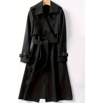 Dámský kabát Designový dámský podzimní/jarní kabát Barva: Černá, Velikost: M