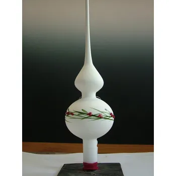 Vánoční ozdoba Vánoční skleněná špice, 1-kulová, skořápka, mat, barevný plastický dekor