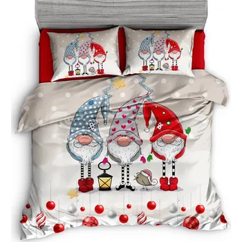 Povlečení Textilomanie Vánoční skřítci povlečení krémové 2x 140 x 200, 2x 70 x 90, 40 x 50 cm knoflíky