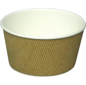 Jednorázové nádobí Miska papírová na polévku 350ml, 110mm WRAP natural hnědý - 500 ks