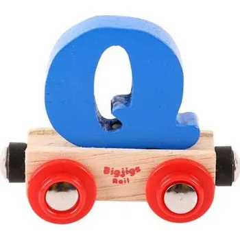 Vláček a vláčkodráha Bigjigs Rail Vagónek dřevěné vláčkodráhy - Písmeno Q