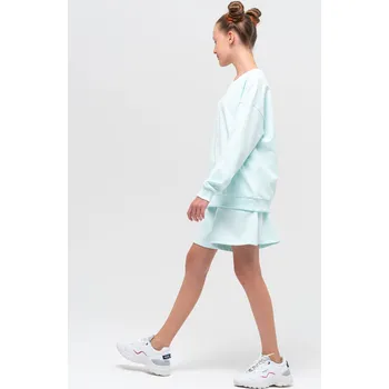 Dívčí sportovní tepláková souprava (mikina + kraťasy) - limetková modrá 128