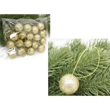 Vánoční ozdoba dobirkov.cz Vánoční ozdoba - 2,5 cm ZLATÝ GLITTER - sada 18 ks