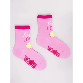 ABS ponožky YO SKA0003G protiskluzové růžové s lízátkem velikosti ponožek: 14-15 ( EUR vel. 20-22)