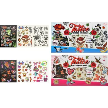 Odstranitelné tetování Teddies Tetování barevné 2 druhy kluci/holky v papírové obálce 36x20cm