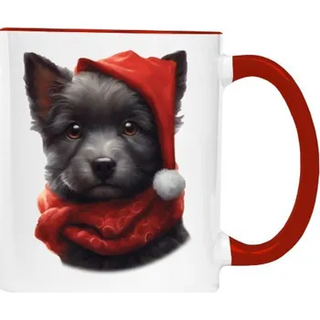 Hrnek malý barevný s potiskem Pejsek s čepicí