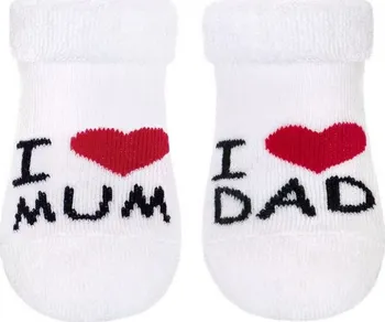 New Baby Froté kojenecké ponožky I Love Mum and Dad bílé