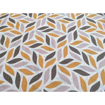 BYTEMA Dekorační látka Coord listy žluté šíře 140 cm