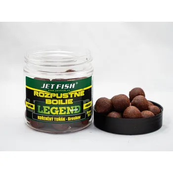 Boilies 250ml-20mm Legend Range - Rozpustné boilie : KOŘENĚNÝ TUŇÁK - BROSKEV