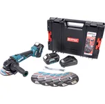 XTline Aku úhlová bruska bezuhlíková 18 V, 125 mm + 2 baterie 5.0 Ah + nabíječka 3.5 A + box