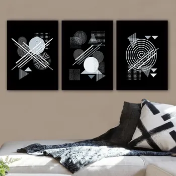 Obraz ASIR Dekorativní obraz 3ks MDF OBRAZCE V ČERNÉM 35 x 45 cm
