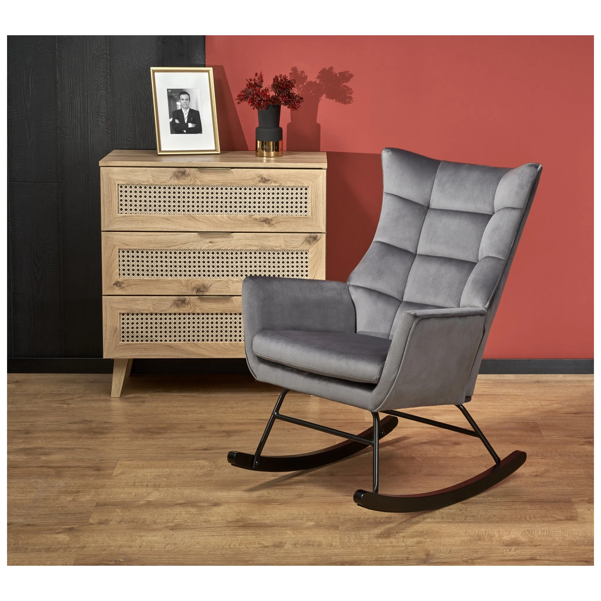 Fotografie 2 - Křeslo Halmar Bazalto černé/šedé