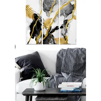 Obraz ASIR Obraz na MDF 3ks MRAMOR A ZLATO 20 x 50 cm