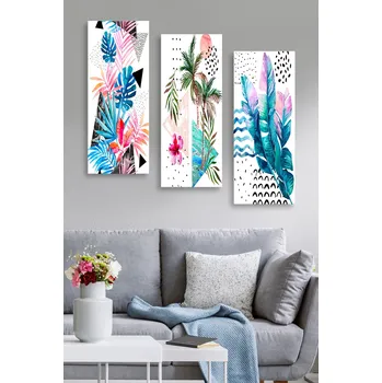 Bytová dekorace ASIR Obraz na MDF 3ks LÉTO U MOŘE 20 x 50 cm