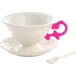 Šálek na čaj s podšálkem a lžičkou I-WARES Seletti fuchsiový