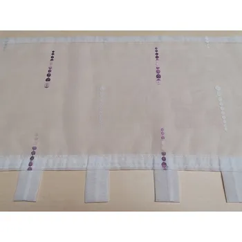 Záclona MANTIS Vyšívaná záclona na vitrážku - fialové korálky 40 cm