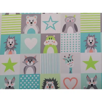 BYTEMA Dekorační látka BLACK-OUT Zvířátka tyrkys 150 cm