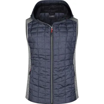 Daiber Dámská pletená hybridní vesta s kapucí Knitted Hybrid Vest JN767 Barva: Světlý melír - Antracit melír, Velikost: L