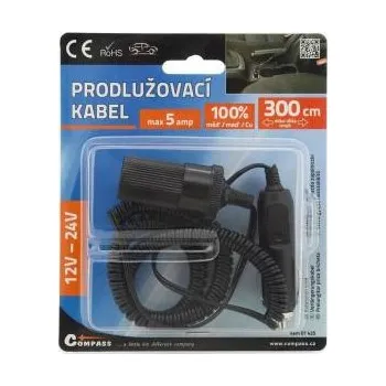 Prodlužovací kabel Prodlužovací kabel zástrčky zapalovače 3m 12306