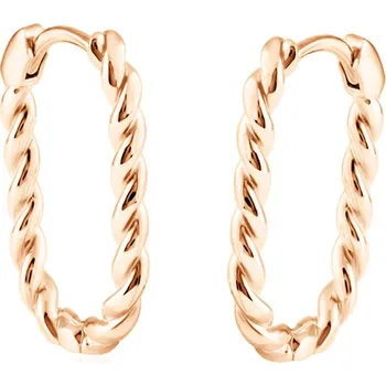 Náušnice GEMMAX Oválné náušnice z růžového zlata s krouceným motivem – zlatý šperk ryzosti 585/1000 v Dárkovém balení s Certifikátem GLERN-01586