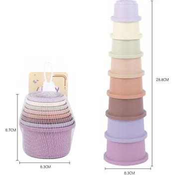 Hračka pro nejmenší Skládací věž TopQ kalíšky pastelové