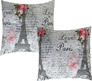 Povlak na dekorativní polštářek XPOSE Paris bavlněný povlak na polštářek 2x 40 x 40 cm růžový/šedý
