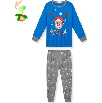 Chlapecké pyžamo Chlapecké vánoční pyžamo Kugo MP3837, modrá / šedá