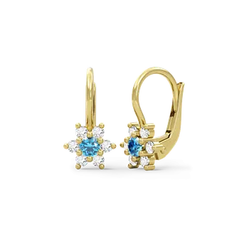 Náušnice SOLUNA Zlaté dívčí náušnice se středně modrými zirkony STAR žluté zlato