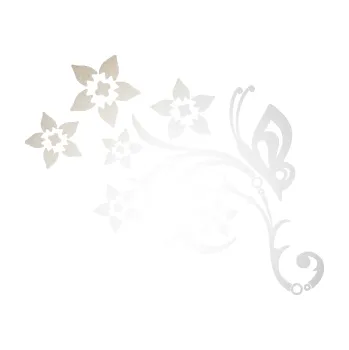 Samolepící dekorace SAMOLEPKA Květina dekor 047 levá s motýlem (82 - odrazková reflexní bílá) NA AUTO, NÁLEPKA, FÓLIE, POLEP, TUNING, VLASTNÍ TEXT, TISK, AUTOSAMOLEPKY.cz, POLEPY, OBRÁZEK, LOGO, SAMOLEPKY