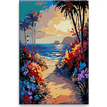 Dětské zboží Malování podle čísel - Cesta na pláž - 40x60 cm, bez dřevěného rámu - CZ výroba