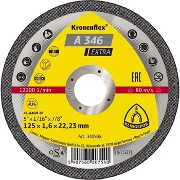 Řezný kotouč A 346 - 125x1,6x22,23 - Extra Řezné kotouče použití Nerezová ocel, Ocel KLINGSPOR
