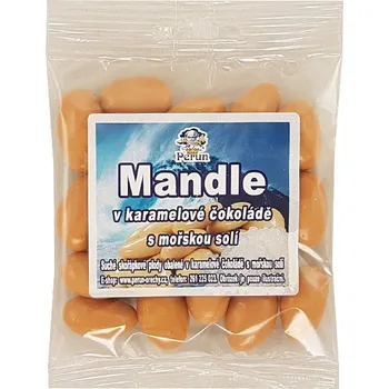 PERUN-OŘECHY Mandle v karamelové čokoládě s mořskou solí sáček: 70 g
