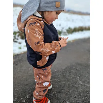 Yháček Softshellová bunda s beránkem Yháček, Lesní zvěř na karamelové Velikost: 110