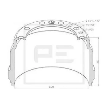 Brzdový buben Brzdový buben 410x231x307/282/335/28x10 Volvo FH12, F12 zadní 4476