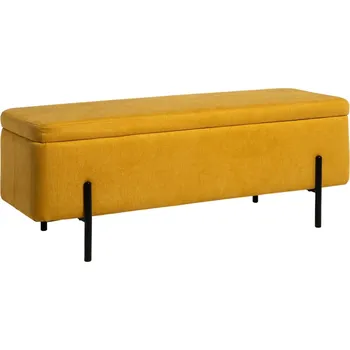 Žlutá čalouněná lavice Somcasa Viena 120 cm s úložným prostorem