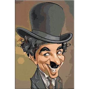 Malování podle čísel - Charlie Chaplin - 40x60 cm, bez dřevěného rámu - CZ výroba