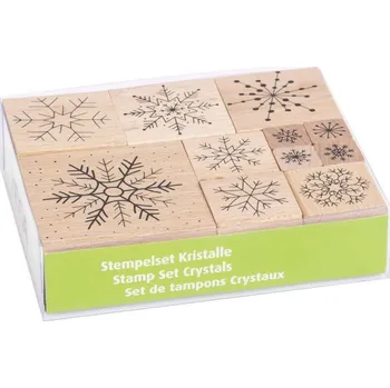 Dětské razítko Heyda Dřevěná sada razítek 11 ks sněhové vločky