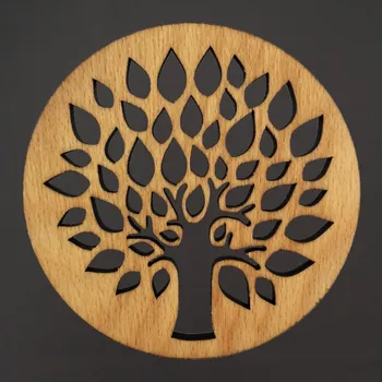 Podtácek AMADEA Dřevěný podtácek kulatý strom, masivní dřevo, průměr 10,5 cm