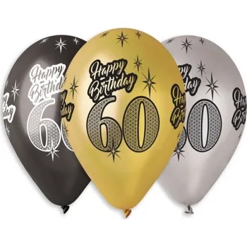 Balónek SMART Balónky metalické 60 let , Happy Birthday - narozeniny - mix barev - 30 cm (6 ks)
