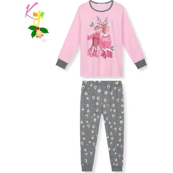 Dívčí pyžamo Dívčí vánoční pyžamo Kugo MP3828, růžová / šedá