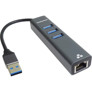 USB hub PremiumCord Adapter USB3.0 - RJ45 + 3x USB 3.0