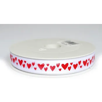 Stuha Stuha bílá, srdíčka, 1,2 cm x 25 m