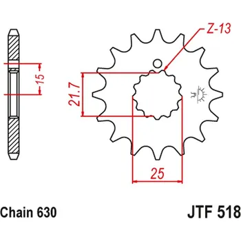 Řetězová sada pro motocykl JT řetězové kolo přední 518 16 KAWASAKI s 650 /750 79-83 (51816JT) (řetěz 630) (+1) (JT řetězové kolo přední 518 16 KAWASAKI s 650 /750 79-83 (51816JT) (řetěz 630) (+1))